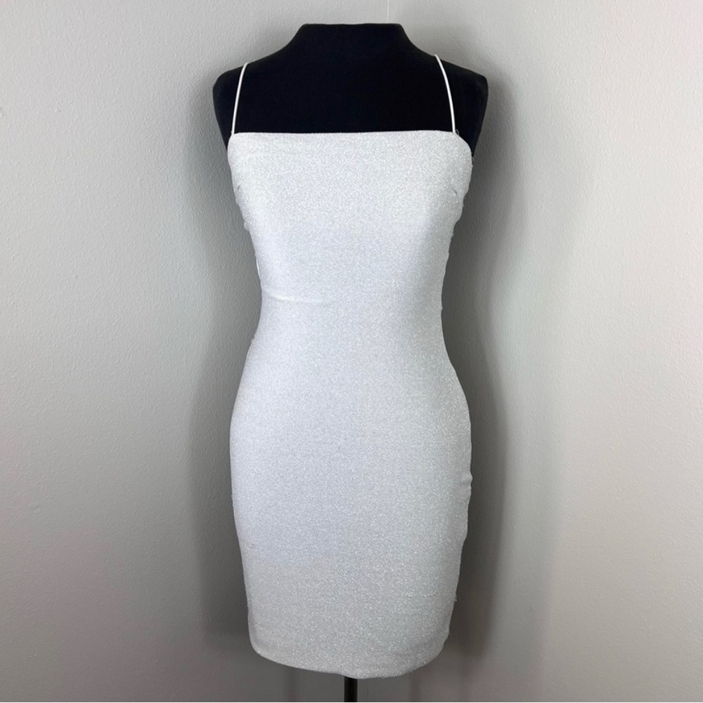 Not worn - White Sparkle Cutout Mini Dress